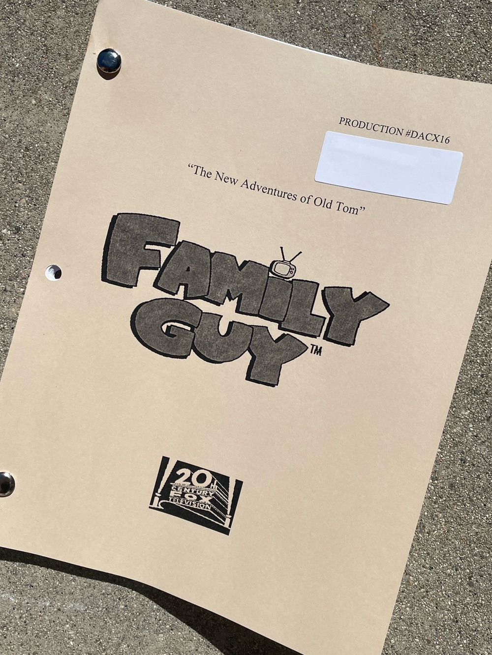 Family Guy 2015 Production Used Table Draft Script The New Adventures Of Old Tom